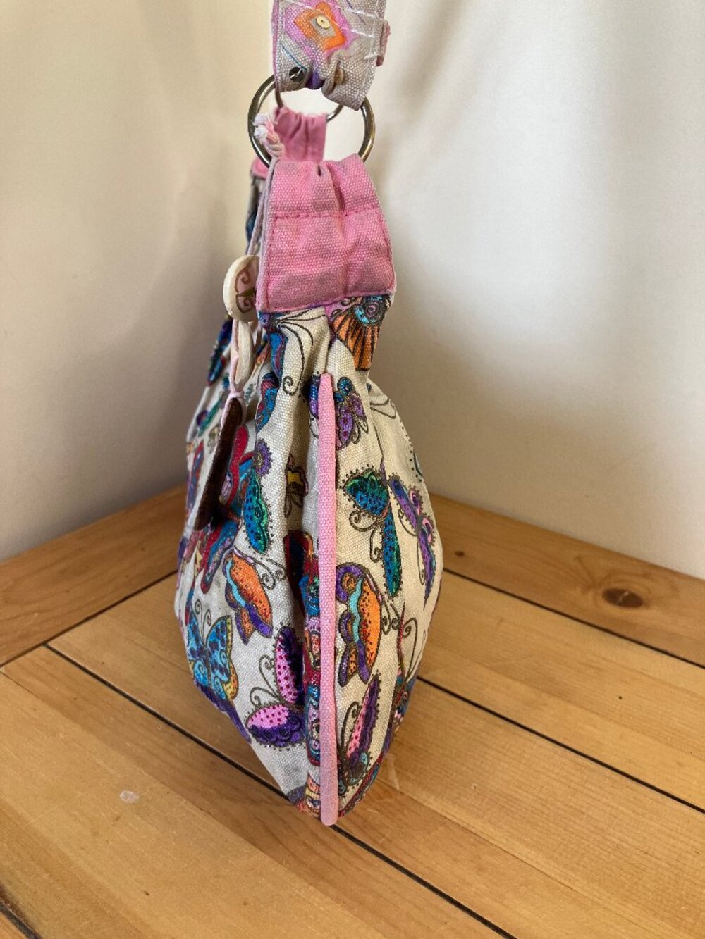 Laurel Burch Butterfly Print Shoulder Bag Canvas Purse Vintage Y2K - Picture 6 of 14